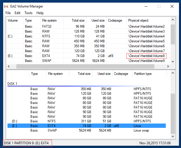 Ext2Fsd Project-windows下管理linux格式分区