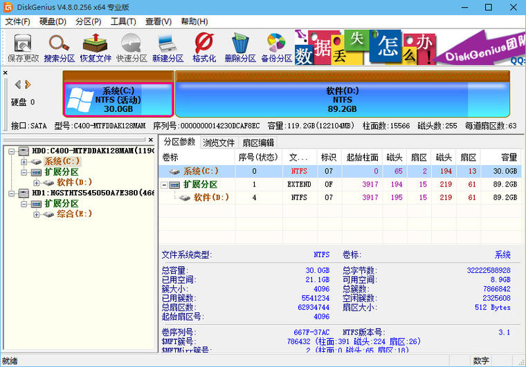 DiskGenius v4.8.0 专业版及单文件