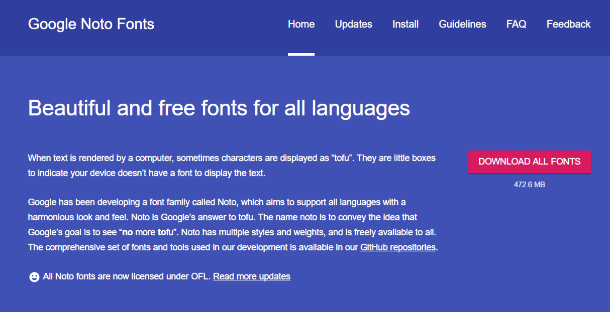Google宣布它开发的Noto字体家族支持人类的所有语种。