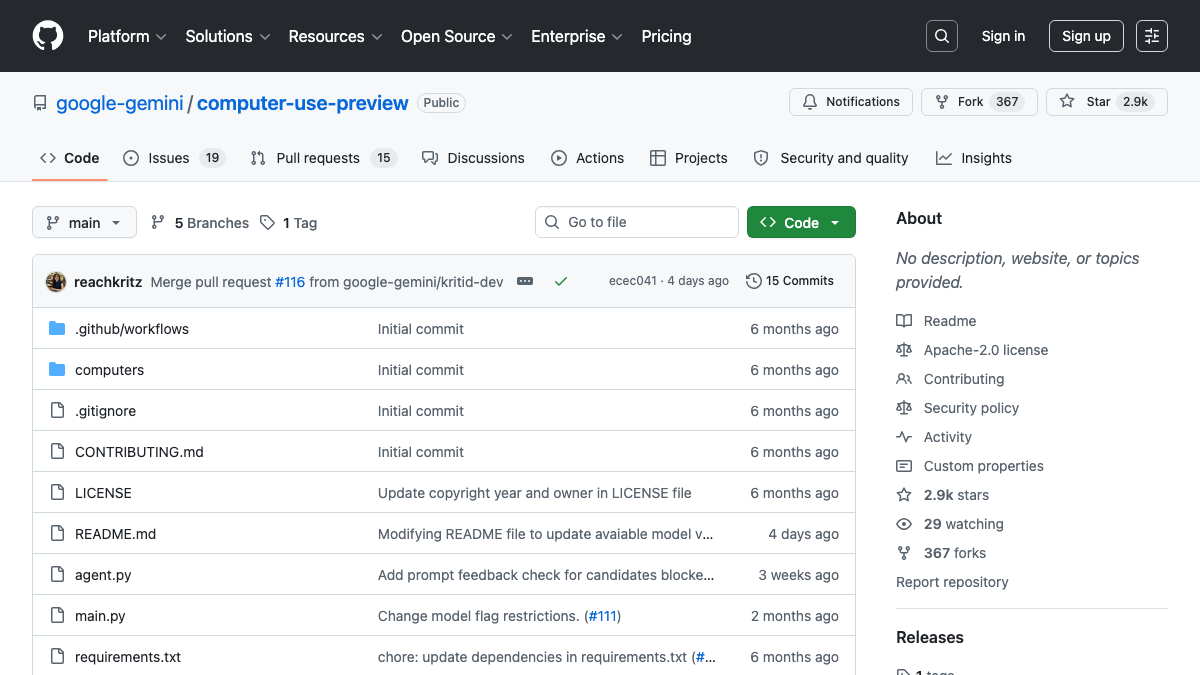 Gemini Computer Use Preview - Google浏览器自动化代理