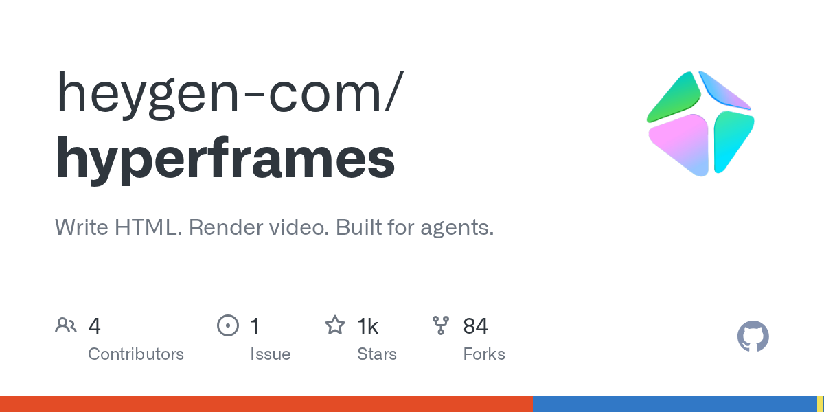HyperFrames - 用 HTML 写视频、AI Agent 友好的开源渲染框架
