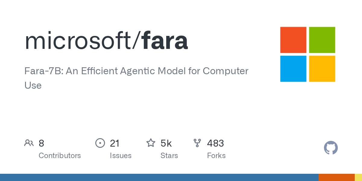 Fara-7B - 微软开源 7B 电脑自动化代理模型