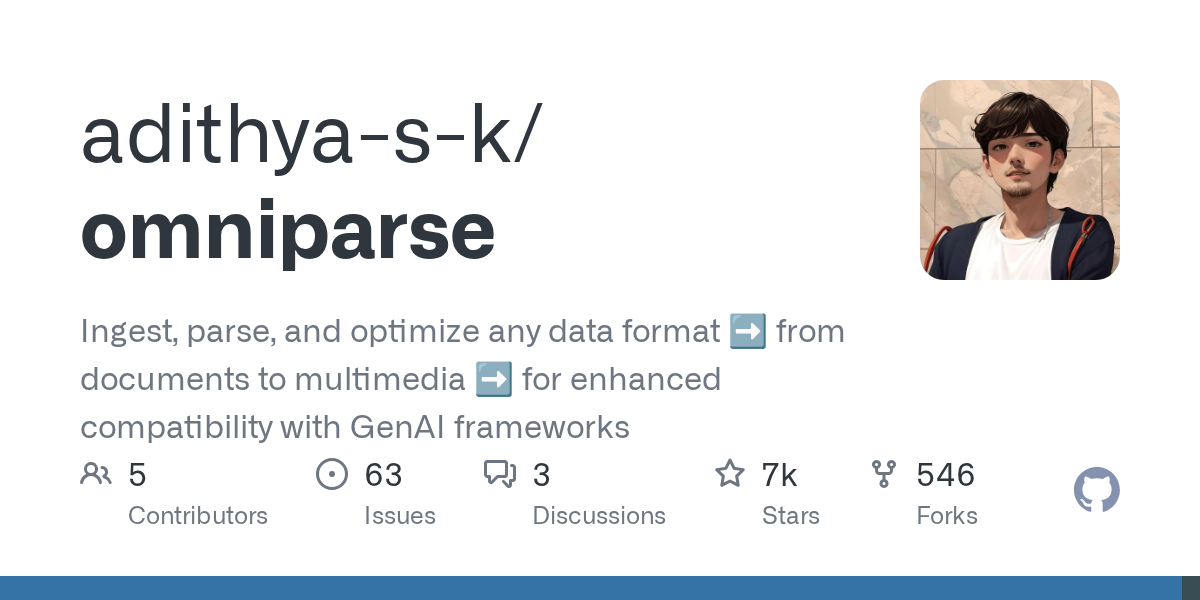 Omniparse — 将任意文档/图片/音视频解析为LLM友好格式