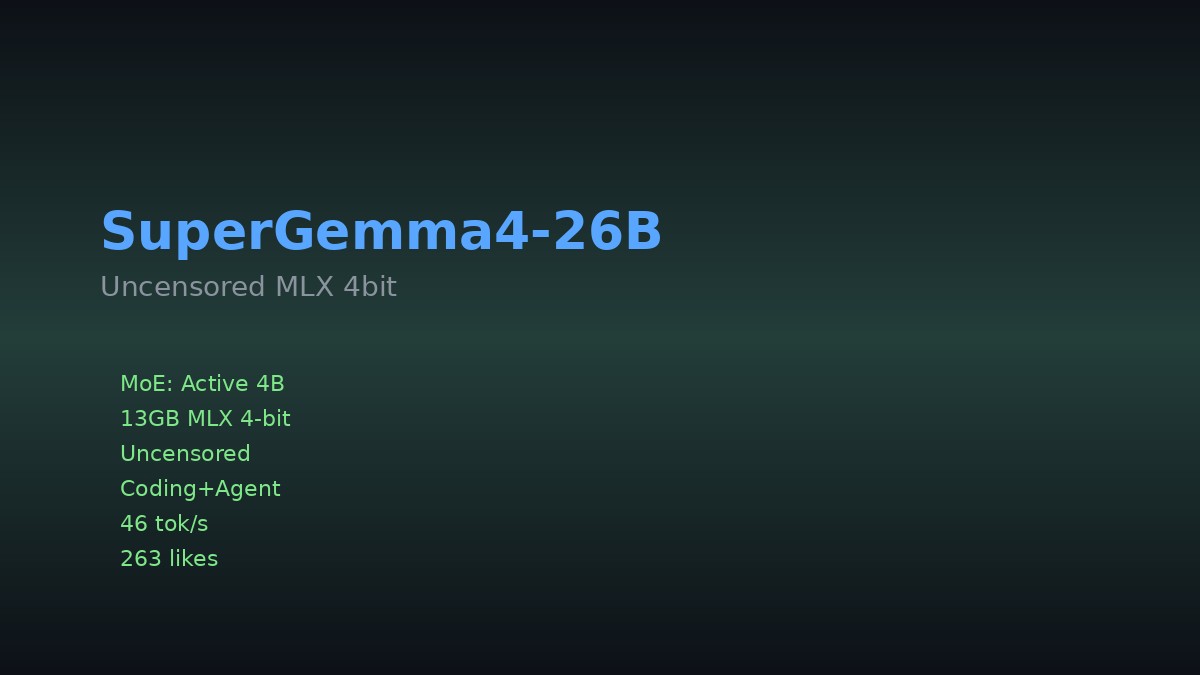 SuperGemma4-26B - Apple Silicon最快的免审查Gemma4