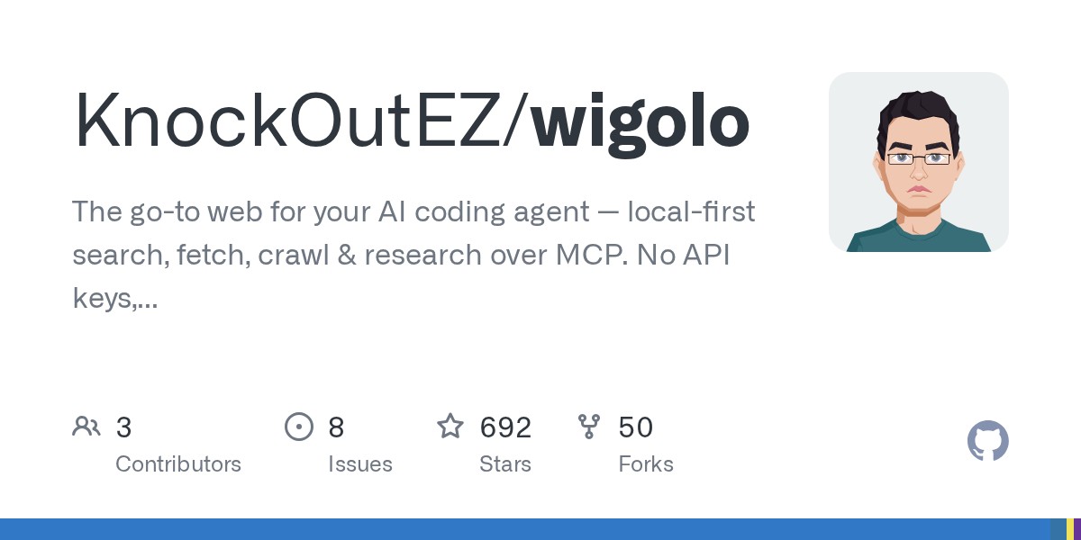 wigolo — 本地优先的AI代理搜索抓取研究工具，免API Key