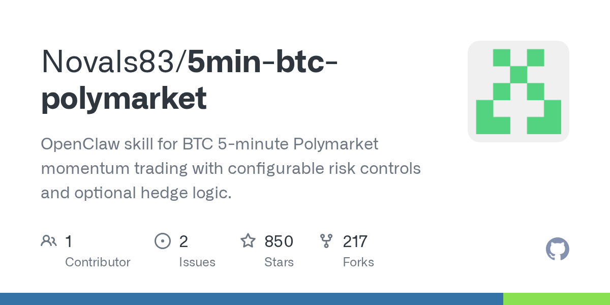 5min-btc-polymarket - BTC五分钟动量交易开源技能（Polymarket自动套利）